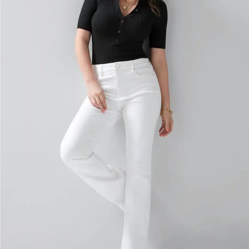 WHBM Wide Leg White Jeans